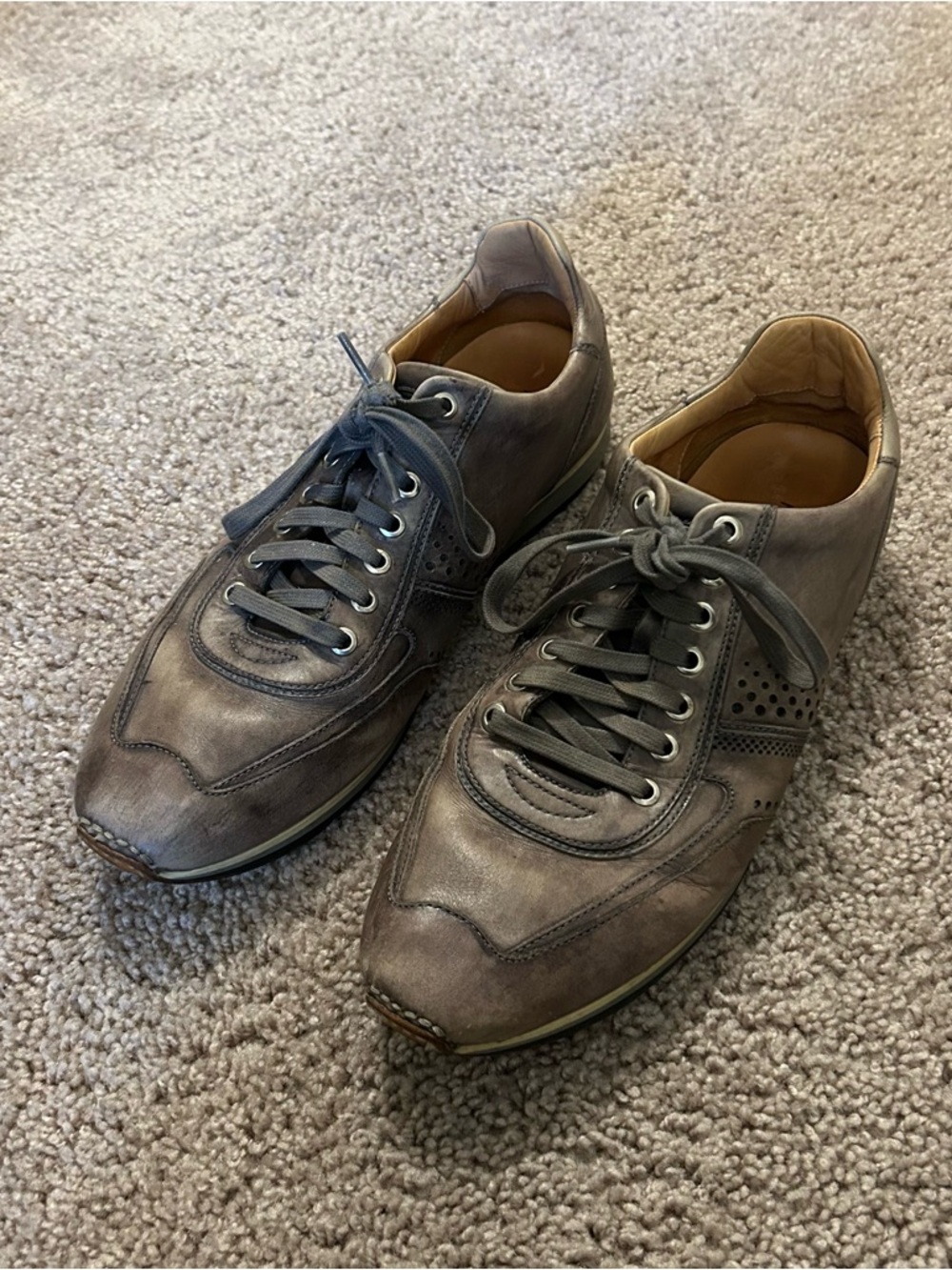 Magnanni Cristian Gray Leather Sneakers Men’s Size 10 Made In Portugal